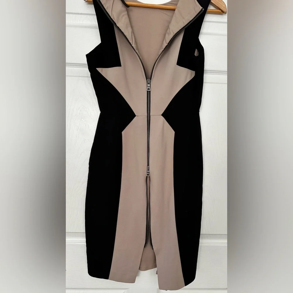 BCBGMaxAzria Black and Tan Midi Dress - Picture 3 of 9